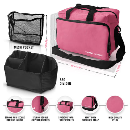 ASA TECHMED Physical Therapy Home Health Aide Comprehensive Kit - Carrying Bag, Blood Pressure Cuff, Stethoscope, Gait Belt- Pink