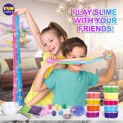 33 Cups Jumbo Slime Kit for Kids, FunKidz Premade Ultimate Slime Pack to DIY Soft, Cloud, Clear, Butter, Glitter, Glow in Dark Slime Making Kit Party Favors Gift Toys for Girls and Boys