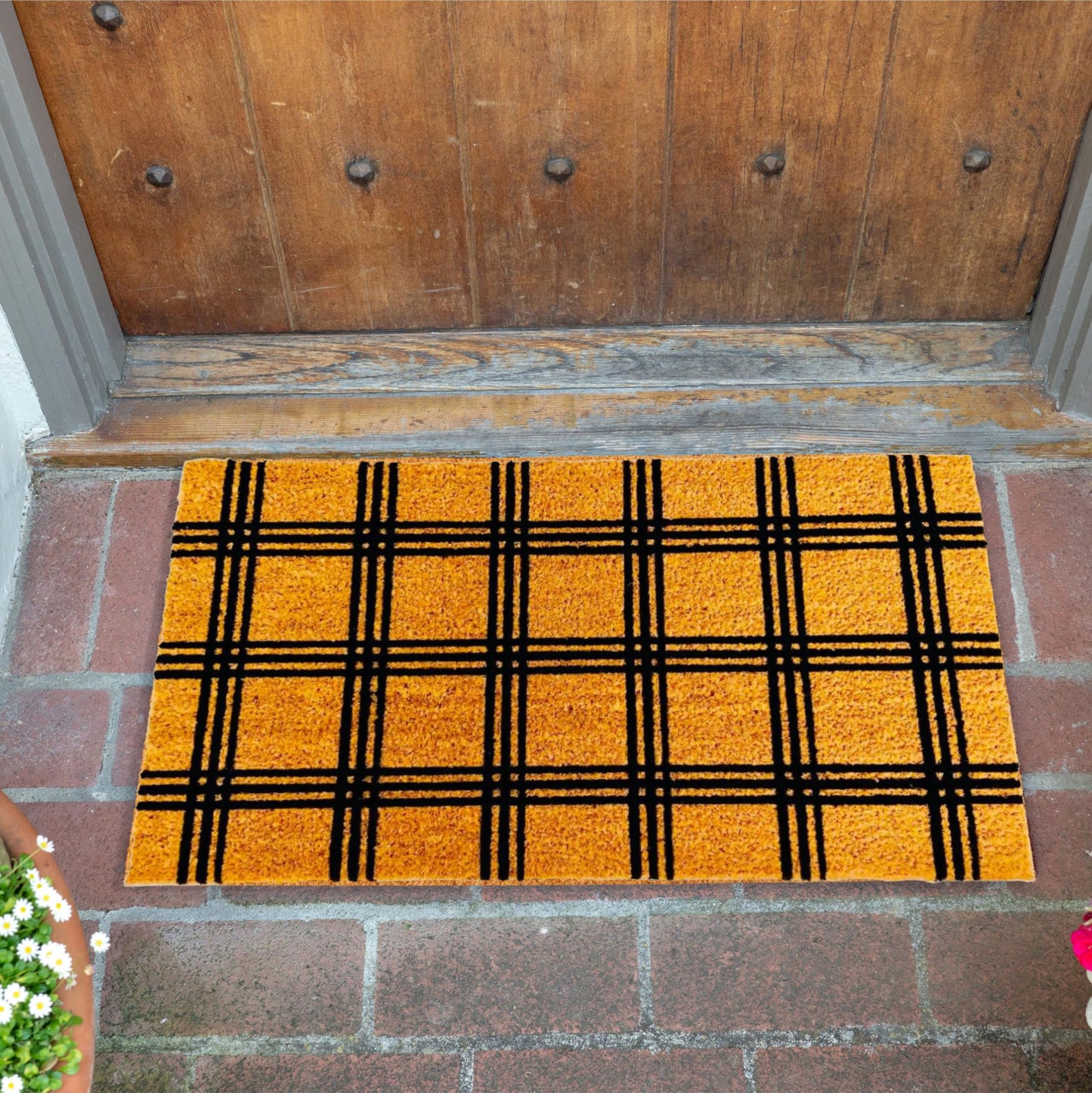 KAF Home - 17" x 30" Coir Doormat - Triple Stripe Grid