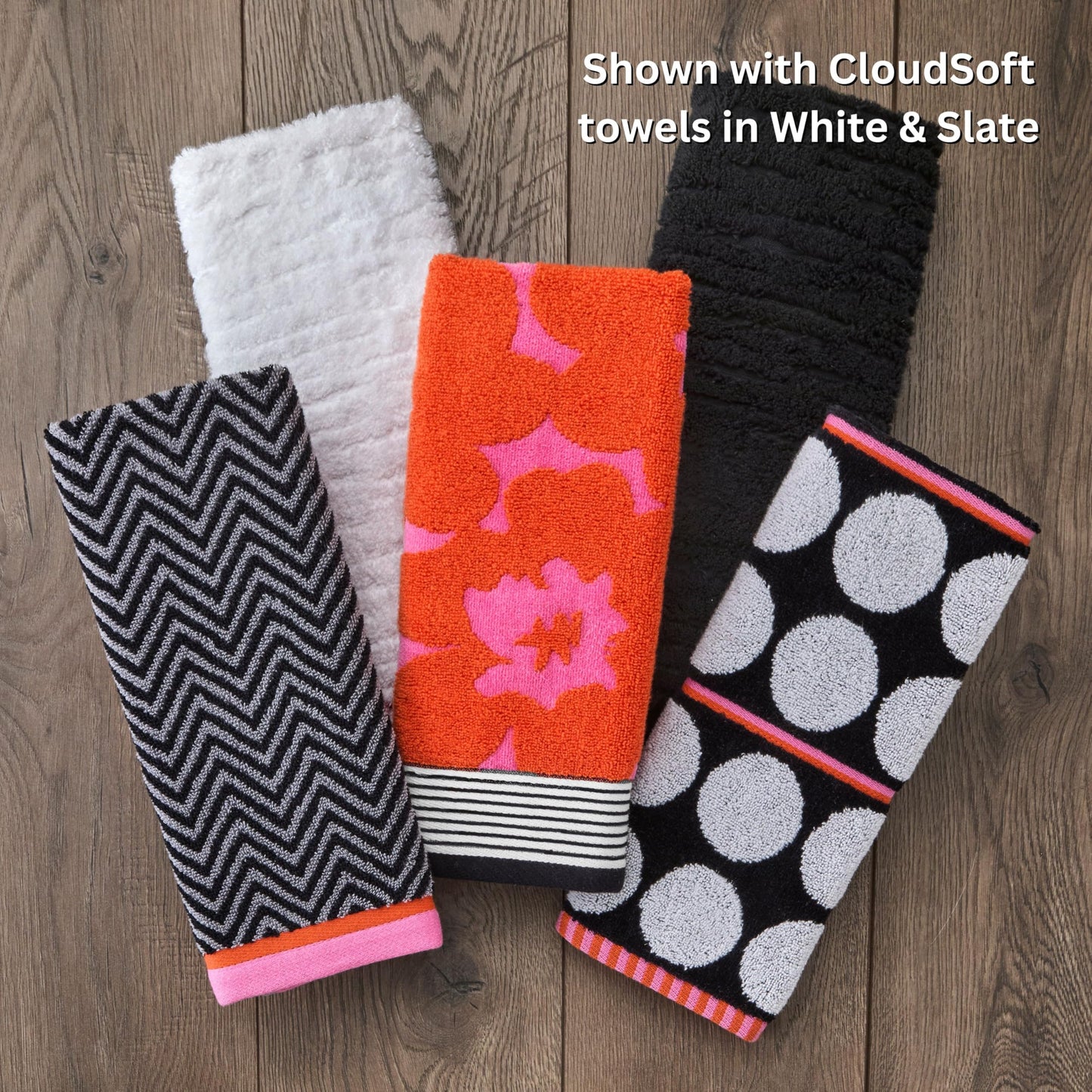 SKL Home Floral Grande 100% Cotton Premium 2-Piece Hand Towel Set, Reversible Jacquard, 550 GSM, Soft, Absorbent & Decorative for Bath/Kitchen/Bar & Gift, Pink