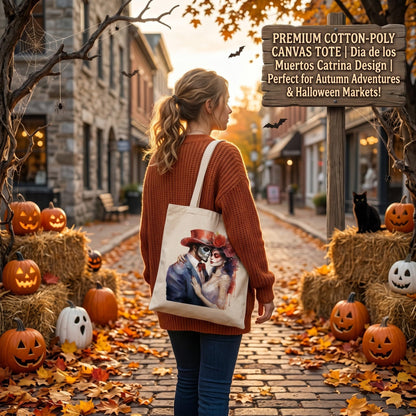 Fall Halloween Tote Bags 2Pcs, Cotton Blend Canvas Tote with Pumpkin Ghost Witch Prints, Reusable Shoulder Bags for Thanksgiving Party Trick or Treat Gift (ghostly lovers)