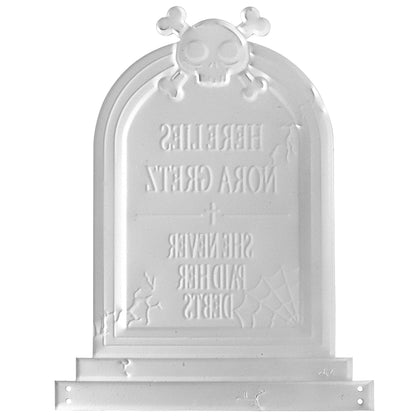 3-D Metal Halloween Ghost XL 17" Tombstone w Stakes - RIP Nora Gretz- Durable, Rustproof, UV Raised Printing- Upgrade Your Haunted House Mansion w Cemetery Lawn Decor- No More Flimsy Foam Graveyards