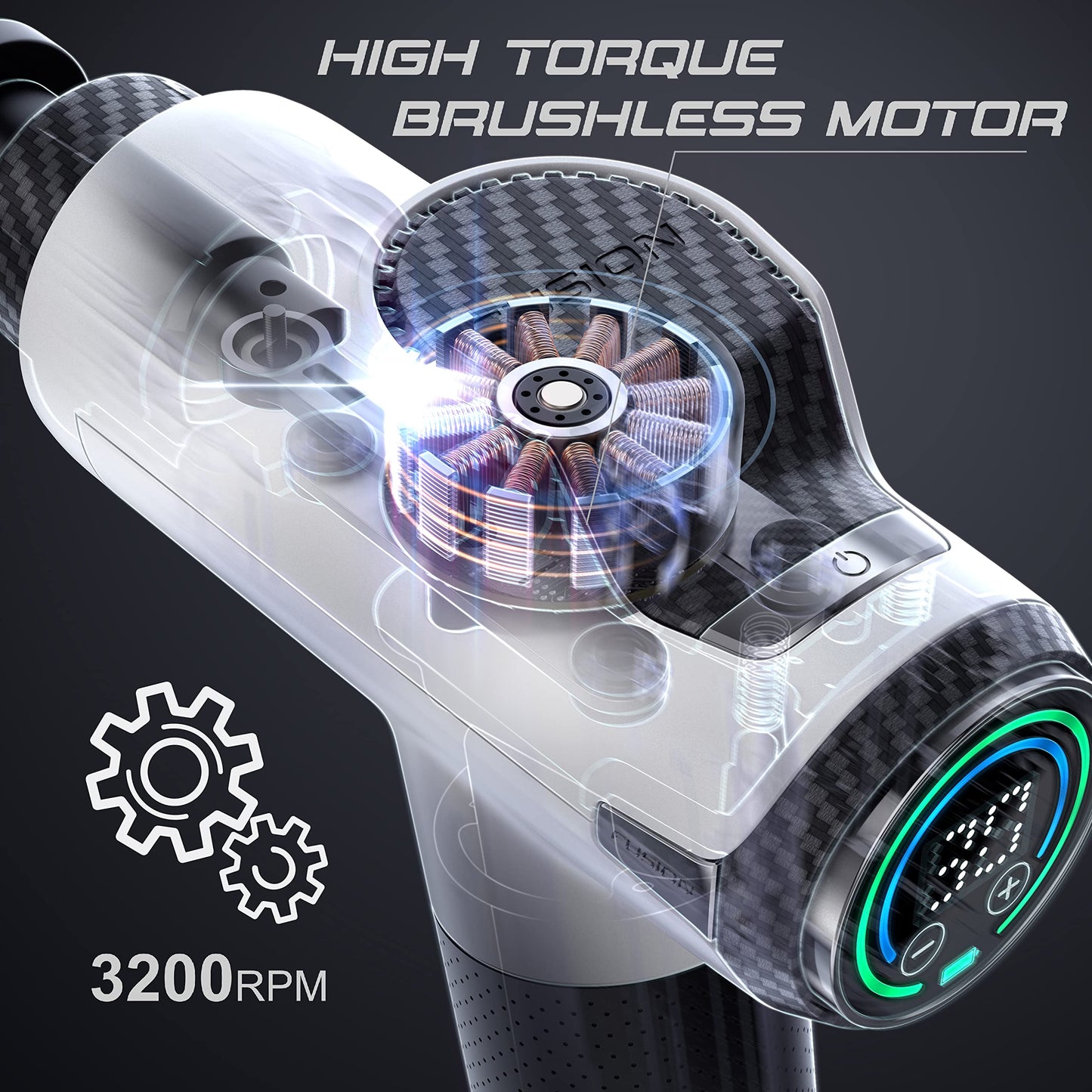 Fusion Black Pro Deep Tissue Massage Gun for Athletes - Percussion Massager for Pain Relief, Muscle Therapy and Relaxation
