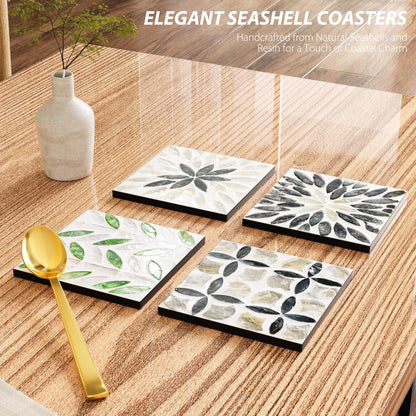 Leadiy Square Resin Coasters for Drinks,Set of 4 Non-Slip Coffee Cup Coasters, 4x4 Inches Desk Accessories, Absorbent Desktop Office Home Decor, Perfect for Coffee Table, Bar, Kitchen, and Party
