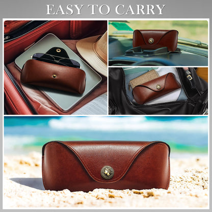 SUNGAIT Vegan Leather Glasses Case Portable Sunglasses Holder Hard Shell Slim Design Travel-Ready SGTCASE-ZS