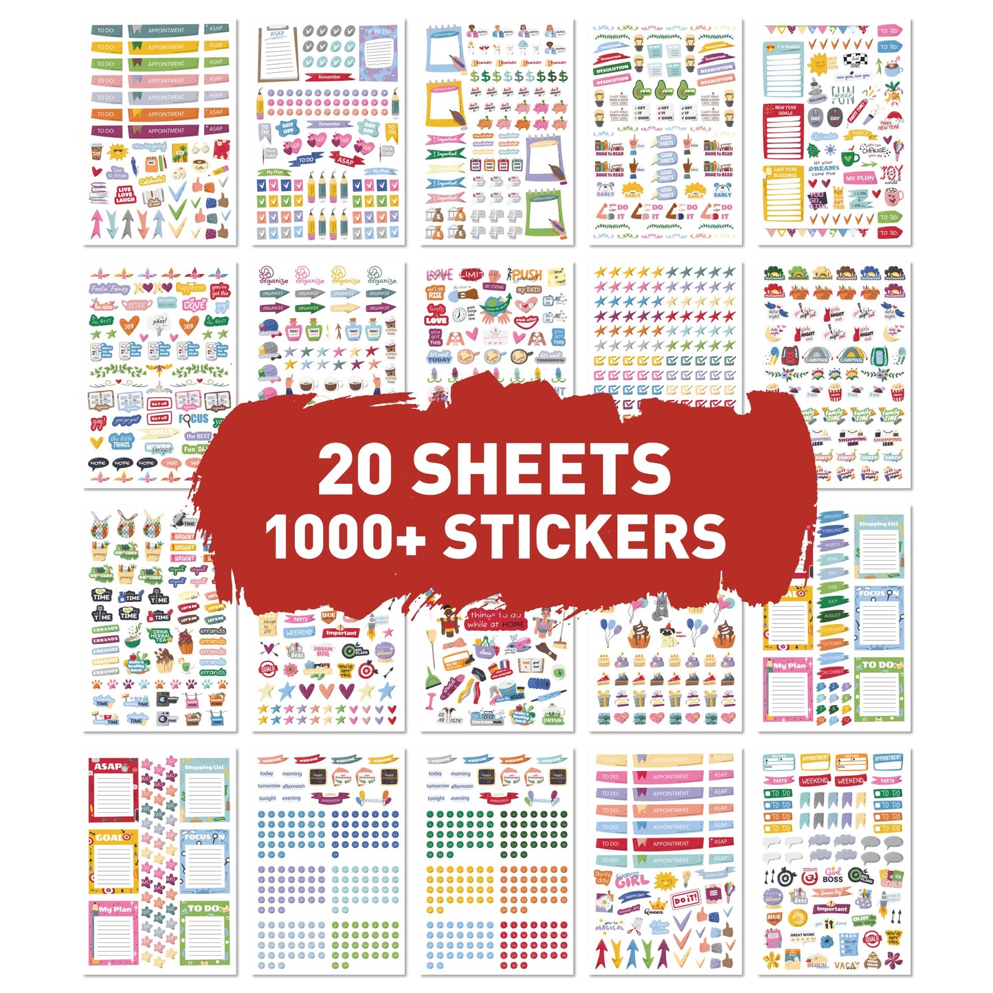 Planner Stickers - Productivity Stickers Set for Adults, Children, Teachers and Students| Perfect for Work and Personal Calendar