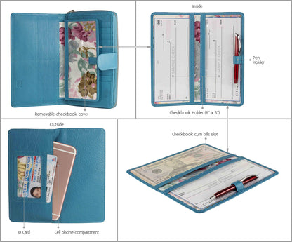Mou Meraki Big Fat RFID Blocking Leather Organizer Checkbook Wallets For Women - Clutch