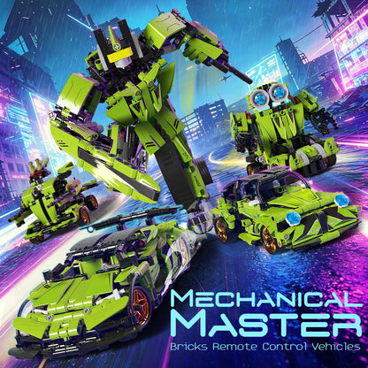 LECPOP STEM Building Blocks Kit, 5 in 1 Remote Control Sports Car and Transform Robot Toy Building Sets, Technic Coding Robotic Toys for Kids Age 8-12, Gifts for 6 7 8-13 Year Old Boys, 591 Pieces