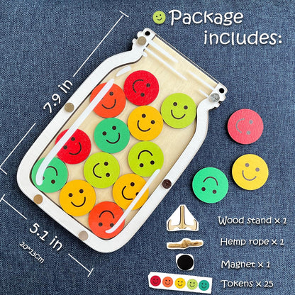 Magnetic Reward Jar for Kids, Classroom Reward System, Star Reward Jar, Incentive Good Behavior Responsibility Chart, Potty Training Rewards, Behavior jar for Boys Girls (Smile Face)