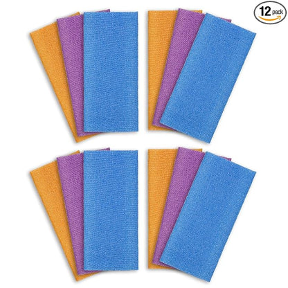 ARCH&M Exfoliating Towel, Japanese Washcloth 12 Pack | Back Scrubber for Shower, Exfoliating Washcloth, Korean Beauty Wash Cloth, Loofah Scrubber, Deep Exfoliation, Daily Use