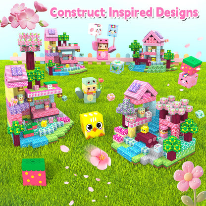 Gryxpox 200 PCS 0.8in Magnetic Blocks,Magnetic Building Cubes, Build Flower World Set,Stacking Magnets, STEM Sensory Toys for Ages 3+ Toddlers Kids Girl Boys Easter Birthday Gifts