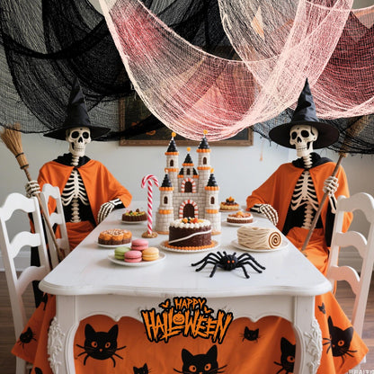 Yeomant 6Pcs Halloween Creepy Cloth 30×72inch, Scary Halloween Fabric Gauze, 2Pcs Blood 4Pcs Black Creepy Cloth for Yard, Doorway, Haunted House Party