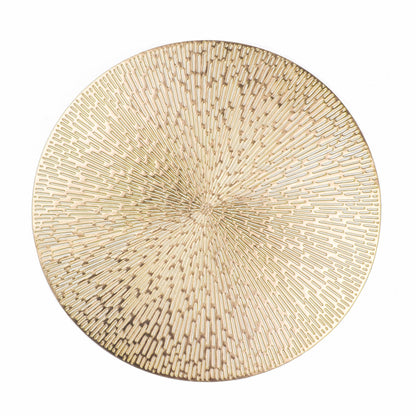 Snowkingdom Round Gold Placemats Set of 12, Gold Vinyl Metallic 15 Inch Round Placemat, Washable Wipeable Hollow Place Mats Non Slip Dining Table Mats for Halloween Wedding Party Christmas Decoration