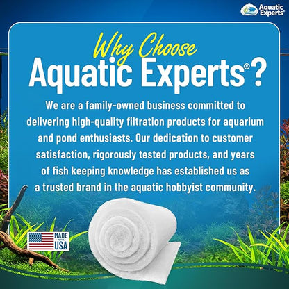 Aquatic Experts Aquarium Filter Floss for Fish Tank Filters - FilterFirst Aquarium Filter Pad - Media Roll for Crystal Clear Water, 12" x 12' x ½ to ¾ Thick