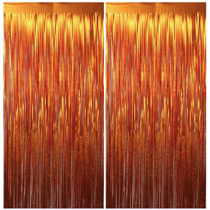 Vagilelf Matte Orange Fringe Backdrop 4 Pack, Orange Streamers for Party Friendsgiving Fall Thanksgiving Halloween Decorations, Photo Booth Curtain, 3.3 x 6.6 ft