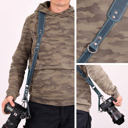 Padwa Lifestyle Green Single Camera Harness Strap for One Camera - Professional Single Full Grain Leather Camera Harness with Thick Padded,Quick Release Gear DSLR Camera Straps for Photographers
