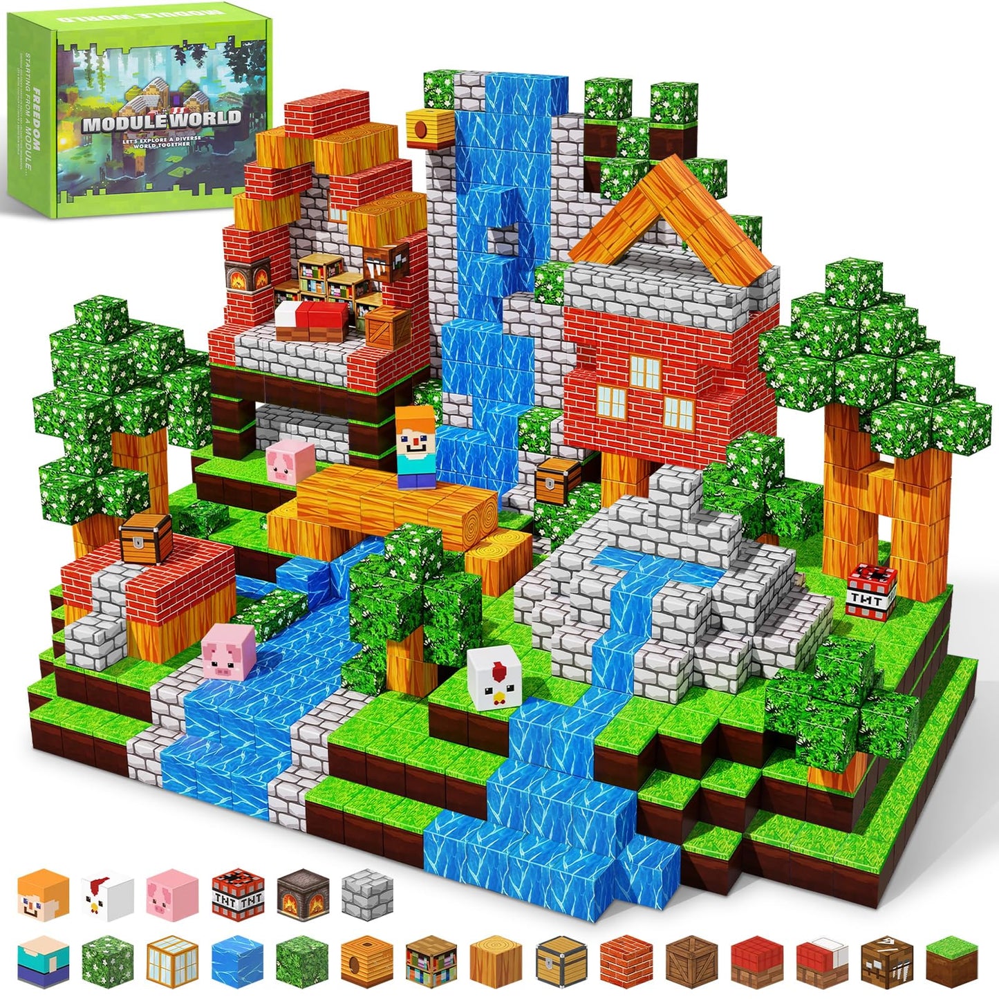 MUUHU 300PCS Magnetic Blocks - 0.8" Magnetic Building Blocks for Kids, STEM Toys, Educational Magnet Blocks, Magnetic Cubes Tiles, Christmas Birthday Gifts for Boys & Girls Ages 3 4 5 6 7 8 9 10