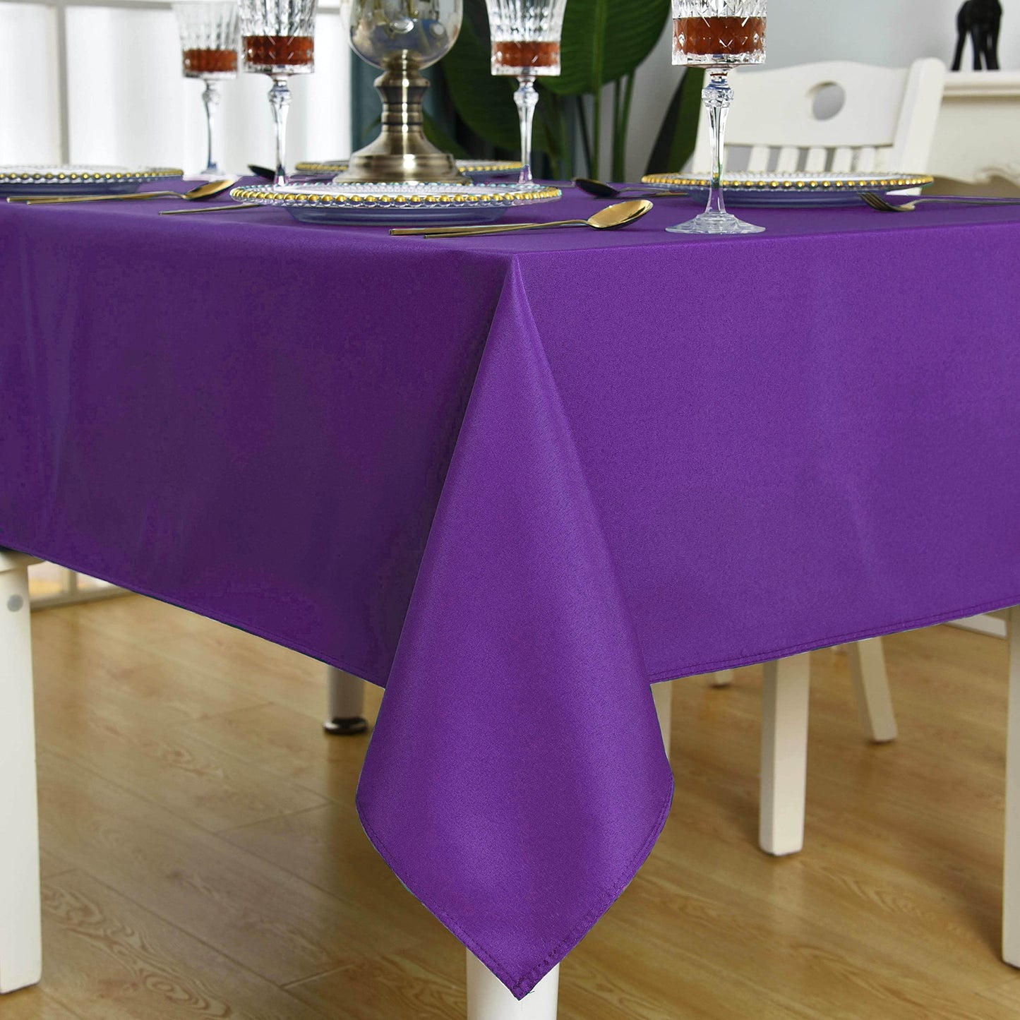 KAIPHO Purple Rectangle Tablecloth Waterproof Stain Resistant Wrinkle Free Table Cloth 210GSM Polyester Wipeable Table Cover for Party, Banquet, Indoor and Outdoor - Rectangular/Oblong, 60 x 84 inch