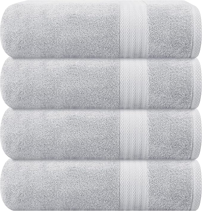 GLAMBURG Premium Cotton 4 Pack Bath Towel Set