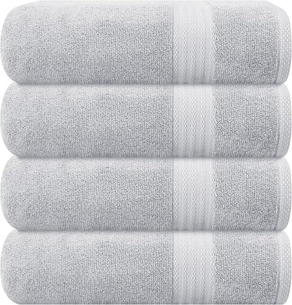 GLAMBURG Premium Cotton 4 Pack Bath Towel Set