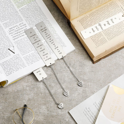 Ferraycle 8 Pcs Metal Bookmark Bulk Teacher Appreciation Gifts Never Forget The Difference You Make Bookmark for Friends Teacher Classmate Book Lovers Valentine's Day Gifts