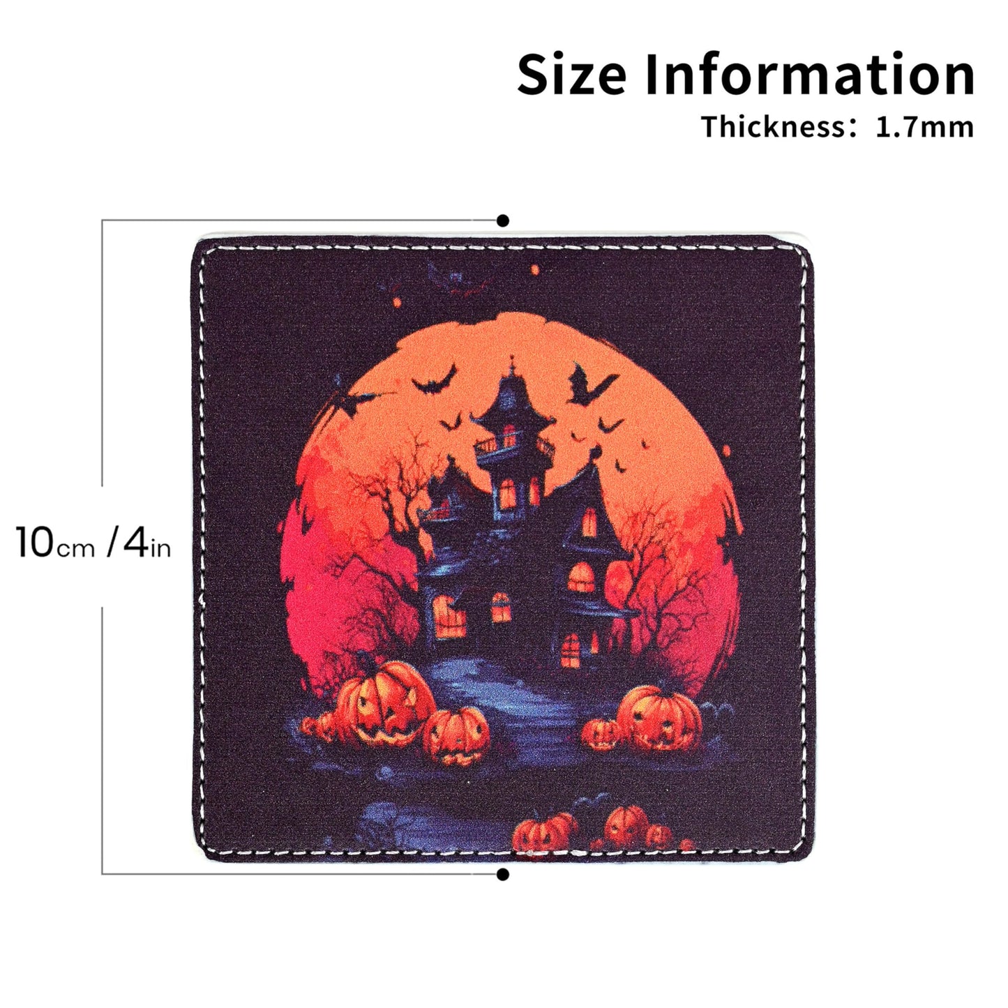 Marble Coasters Square Leather Drinks Coaster Set with Holder for Coffee Table Bar Home Decor 4 Inches Set of 6 (Halloween, One Size)