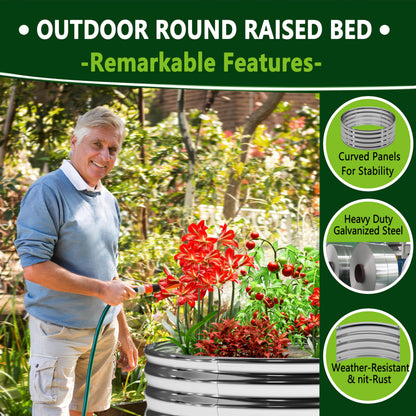 DIIYIV 2x2x1.3ft Galvanized Raised Garden Bed, Planter Raised Garden Beds Outdoor, Round Clearance Raised Garden Beds for Gardening Vegetables