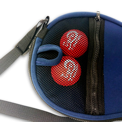 Frescobol Starter Set – 2 Vero Wood Beach Paddles with Premium White Padded Grips, Neoprene Carry Case, 2 Official Red Balls