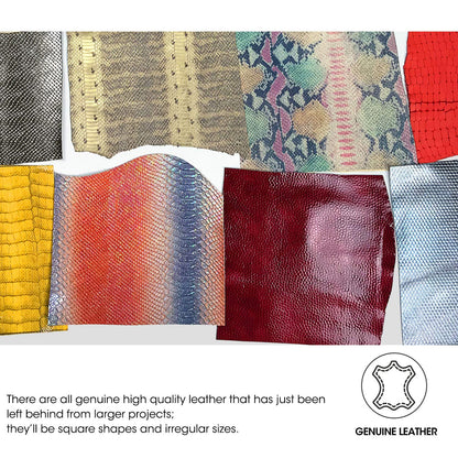 Mardili Printed and Embossed Upholstery Leather Scraps,1.5-1.8LBs Large Pieces,Square(10" *10") and Irrgular Size