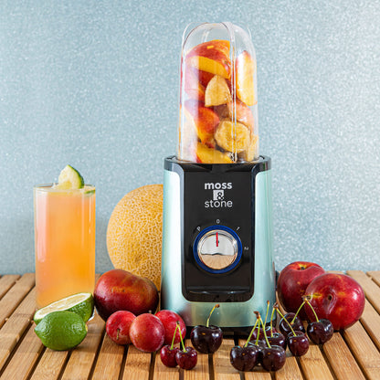 Moss & Stone MiniSmoothie Blender, Compact Personal Blender with Additional Cups Bullet Shape For Frozen Drinks, To-Go Portable Cups with Lids, Juice & Smoothie Maker
