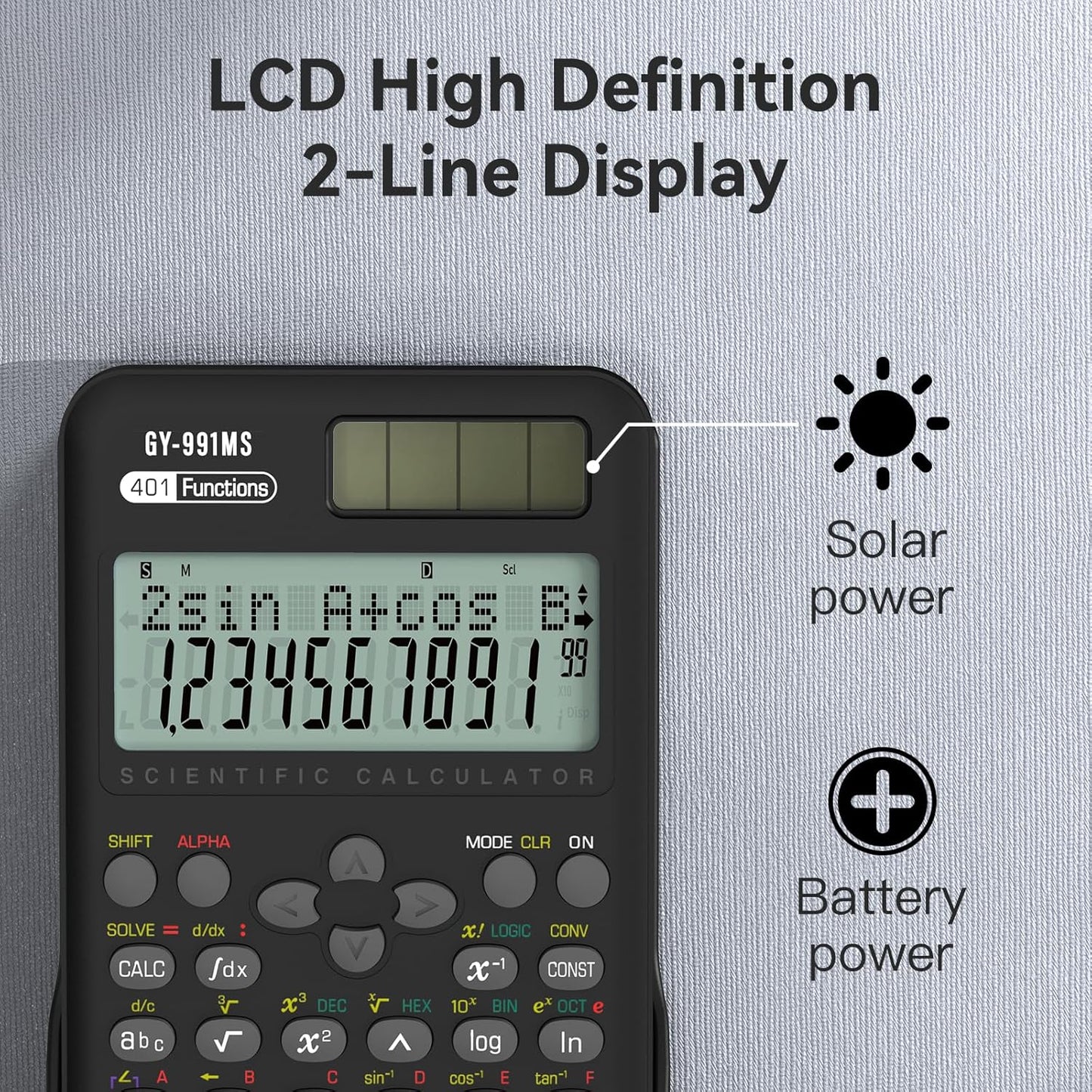 Scientific Calculators Bulk 8 Pack School Supplies, ROATEE 991MS 401 Functions 2-Line Display Desktop Calculator for Student with Sliding Cover, Solar Battery Dual Power for Middle High School Teacher