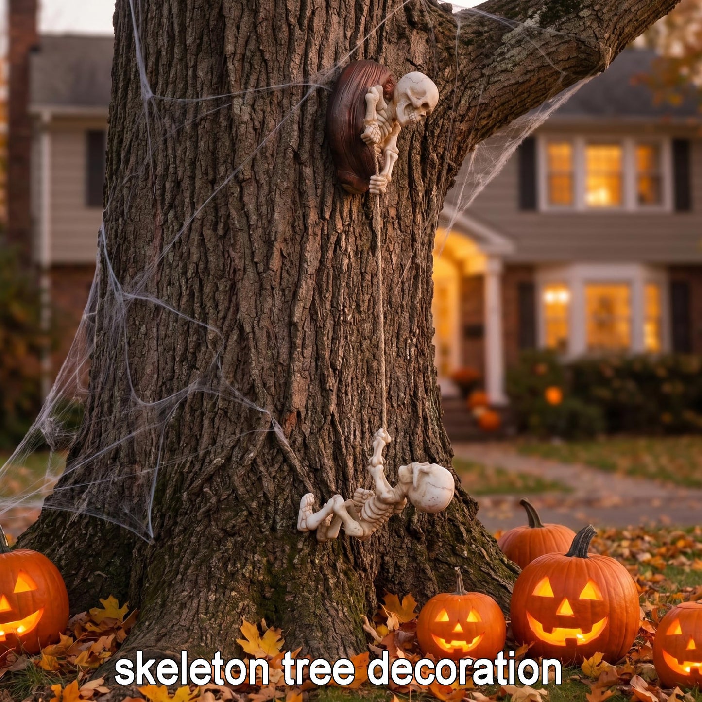 TB TIBAG Skeletons Climbing Tree Sculptures Gothic Garden Decors - Mini Skeletons Tree Huggers Outdoor Halloween Decorations Yard Art Garden Statues