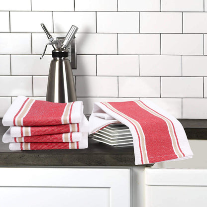 Goroly Home 100% Cotton Kitchen Dish Towel Set of 6 Pack, Highly Absorbent Quick Drying, Machine Washable and Reusable Ultra Soft Tea Towel with Hanging Loop for Cleaning Dishes, 20x28 Inch Red