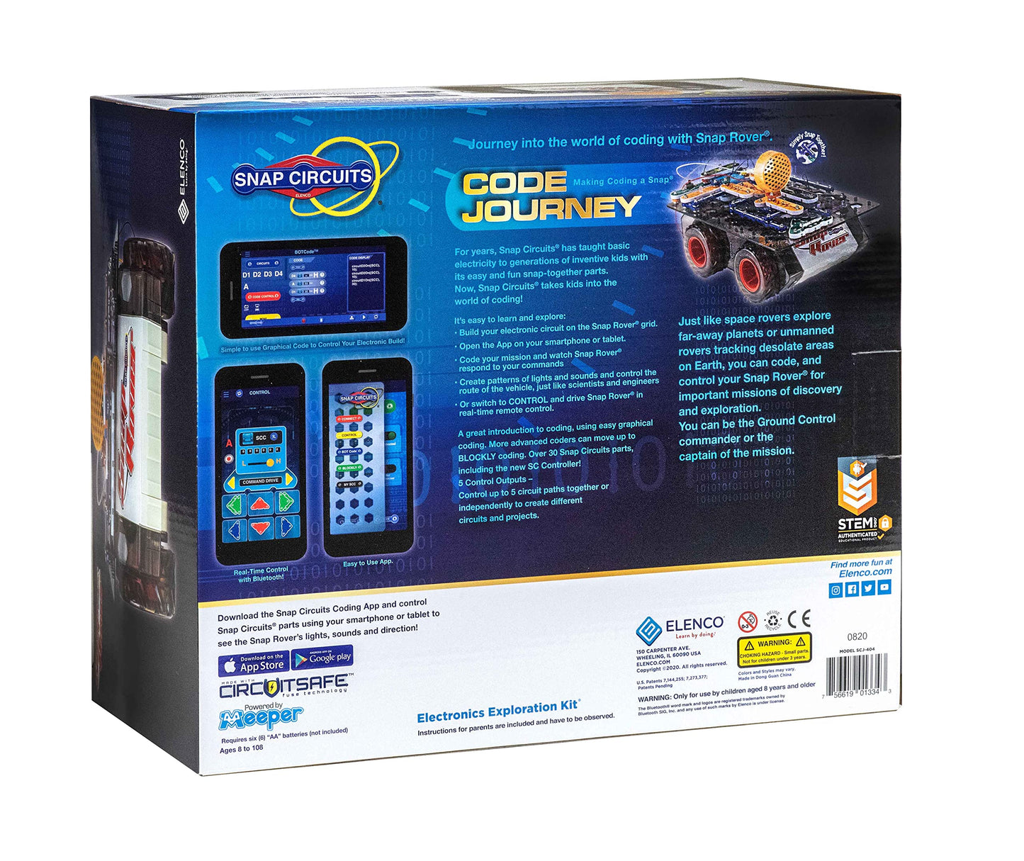 Snap Circuits Code Journey, Build Your Circuit, Code Your Commands, and Drive, Bluetooth Controlled, STEM Building Toy for Ages 8 to 108