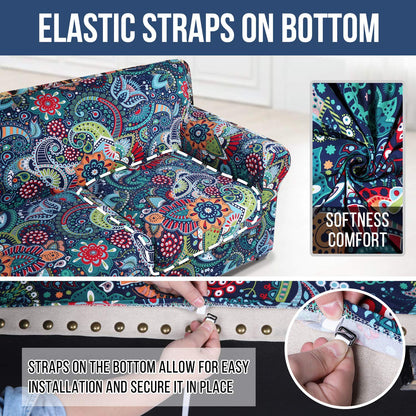 hyha Couch Covers, Chair/Sofa Covers, Floral Pattern, Stretch, Printed, 2 Pieces, Armchair Slipcover, Separate Couch Cushion Slipcover, Furniture Protector for Dogs(Armchair, Paisley Floral)