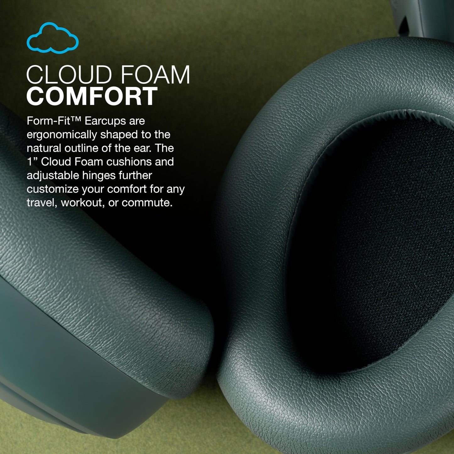 JLab JBuds Lux ANC Wireless Headphones, Sage, Hybrid Active Noise Cancelling, Customizable Sound, Spatial Audio Compatible, Premium Over-Ear Bluetooth Headset