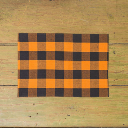C&F Home Franklin Orange & Black Plaid Handwoven 100% Cotton Rectangle Single Placemat 13'' x 19'' Halloween Spooky Scary Versatile Fall Autumn Harvest Home Kitchen Tabletop Reversible Machine