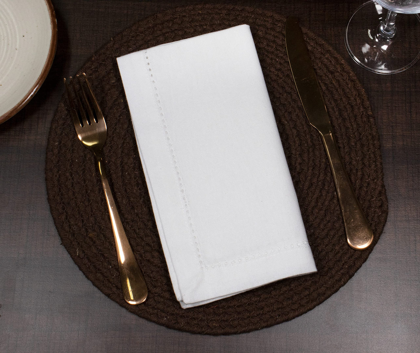 PurpleEssences Set of 12 Hemstitch Cloth Dinner Napkins 100% Cotton - Soft Durable Washable - Ideal for Wedding Spring Easter Summer - Perfect Everyday Use Table Linen 18x18 - White