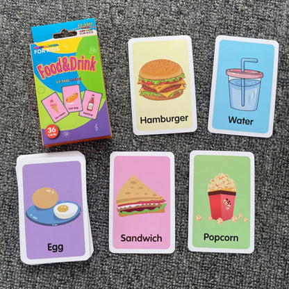 Flash Cards for Toddlers, Educational Learning Set of 144, Body Animal Food Fruit Cards, Ages 2-6, Montessori Preschool Learning Toys for Kindergarten (Orange, Pocket-Size)