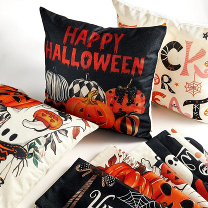 gisgfim 12Pcs Halloween Pillow Covers 18 x 18 inch Boo Ghost Pillow Covers Happy Halloween Cushion Cases Decorations Cushion Case Decorations for Home Bed Sofa Couch Farmhouse Holiday Decor