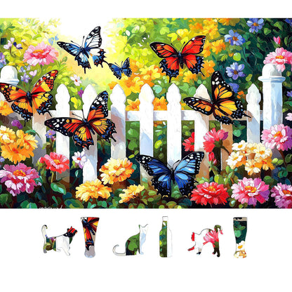 MINIWAN 500 Piece Puzzles for Adults - Vibrant Butterfly Garden Jigsaw Puzzle, 23x15 Inches with Unique Irregular Shaped Pieces for Relaxation & Home Wall Decor