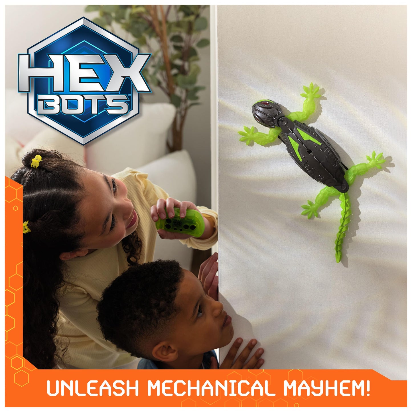 HEX BOTS Wall Crawler Gecko, Rechargeable Remote Control Robot Kids Toys, Climbs up Walls, RC Robot Toys for Boys & Girls Ages 4 & Up