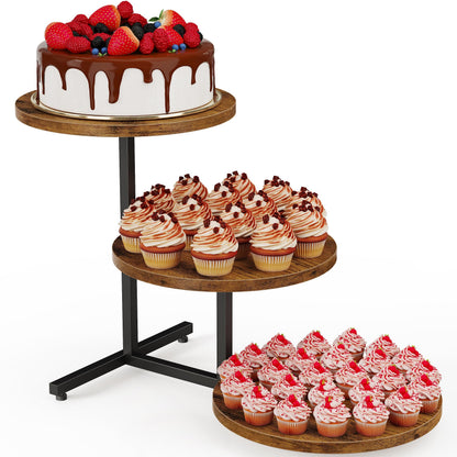 Emfogo Wooden Cupcake Stand for 50 Cupcakes, 3 Tier Dessert Tower Stands, Cup Cake Display for Party Afternoon Tea Wedding Graduation, Large Tiered Tray for Cake Cookie Food (1 Pack)
