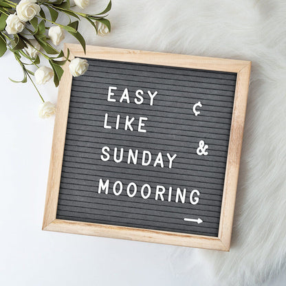 Felt Letter Board with 294 Letters, Numbers, Symbols - 10x10 inch Changeable Message Board with Wooden Frame Wall Mount (Grey)