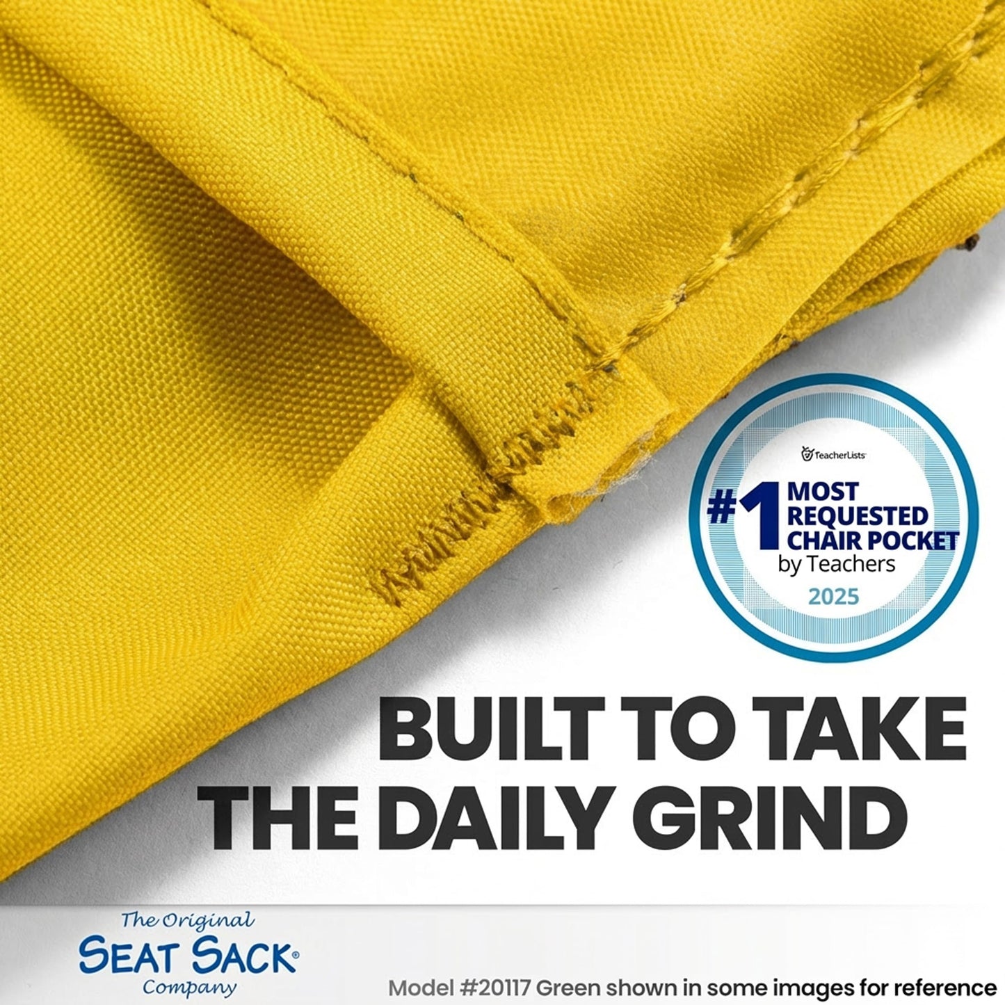 Seat Sack Student Chair Storage Pocket - 12", Classroom Chair Organizer for Student Desks, Durable Over-the-Chair Storage, Yellow, 1-Pack