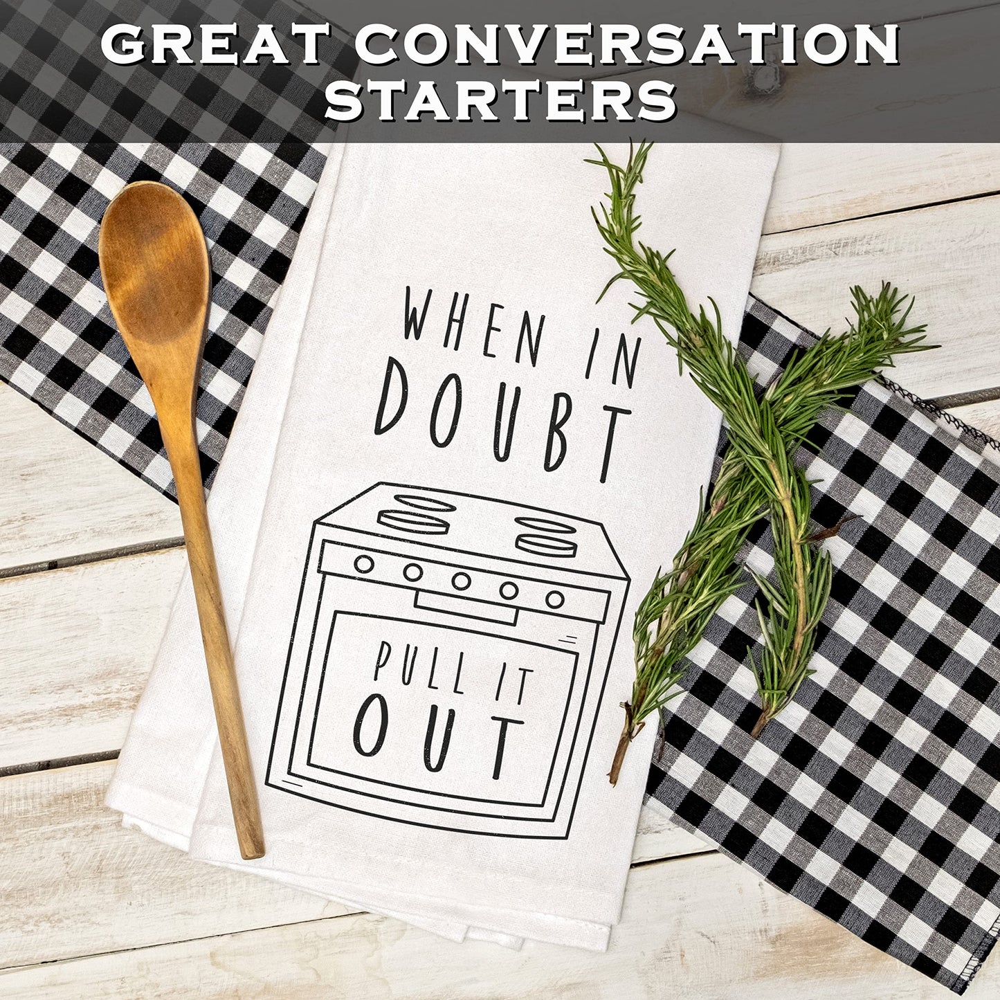 MAINEVENT When in Doubt Pull It Out Kitchen Towel with Sayings 18x24 Inch, Funny Dish Towel