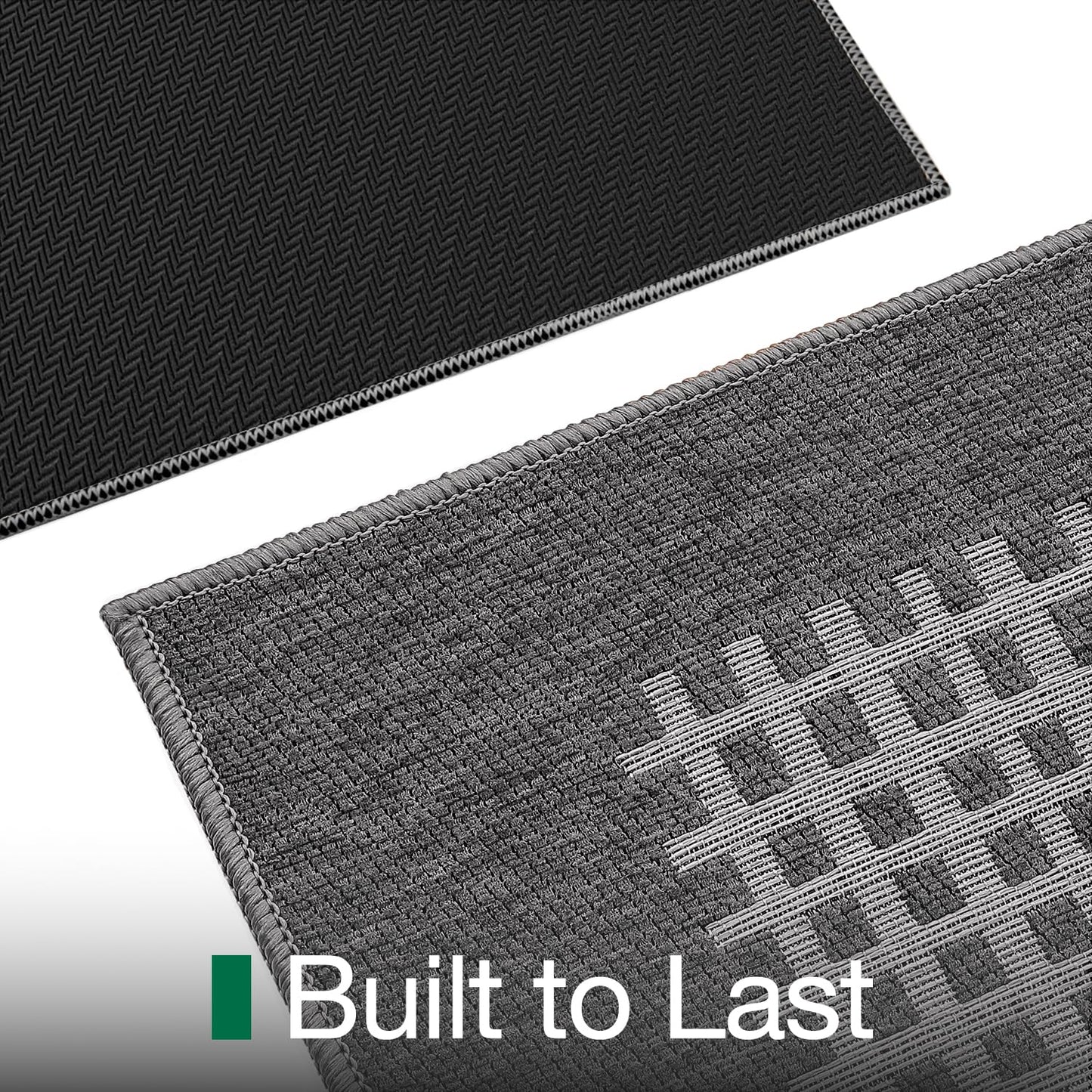 LUMI Inside Door Mat for Entry 30''x48'', Absorbent, Dirt Trapper, Low Profile Thin, Non Slip Mats with Rubber Backing, Ideal for Indoor, High Traffic, Garage, Entrance, Checkered Grey