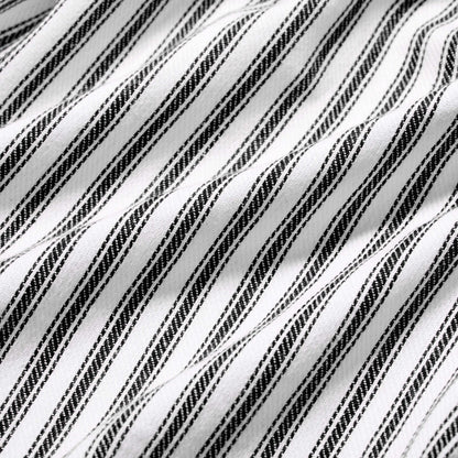 Cackleberry Home Black and White Ticking Stripe Hanging Kitchen Dish Hand Towel Cotton with Button Accent, Set of 2