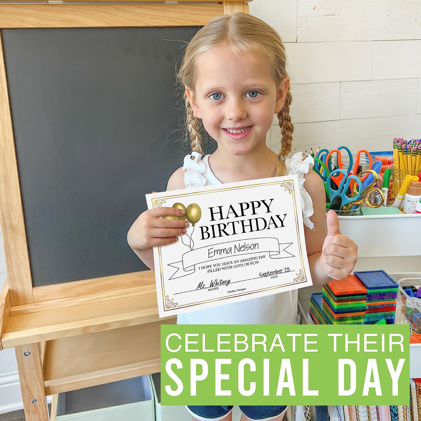 Happy Birthday Certificates for Students - 25 Student Birthday Certificates for Kids Classroom Must Haves, Teacher Supplies for Classroom Elementary, Gold Teacher Essentials