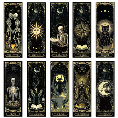 100 Pcs Gothic Tarot Bookmarks Bulk, Dark Academia Witchy Book Marks for Reading, Skeleton Paper Page Markers, Bookish Gifts for Reading Women Book Lovers Men, Dark Romance Merch